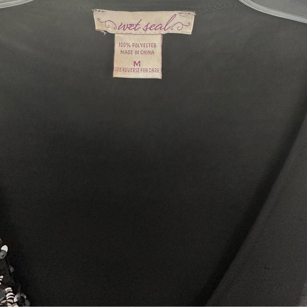 Y2K Wet Seal Black One Shoulder Dress with Silver Sequins - Picture 3 of 4